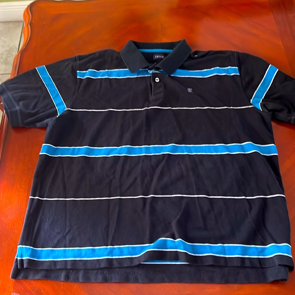Izod black/blue stripe polo
